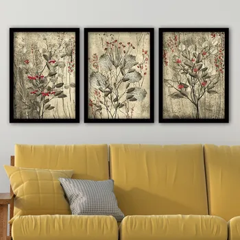 Obraz ASIR Dekorativní obraz 3ks MDF LOUKA 35 x 45 cm