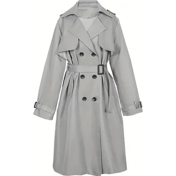 Dámský kabát Designový dámský podzimní/jarní kabát Barva: Šedá, Velikost: XL