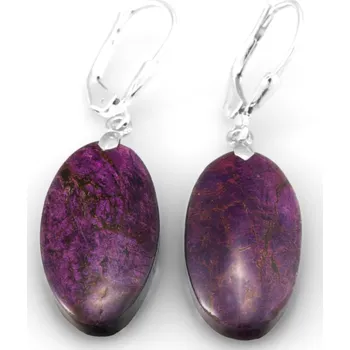 Náušnice Náušnice z purpuritu QA, stříbro Ag 925/1000, ovály cca 24 mm, RARITA (PU1211U)