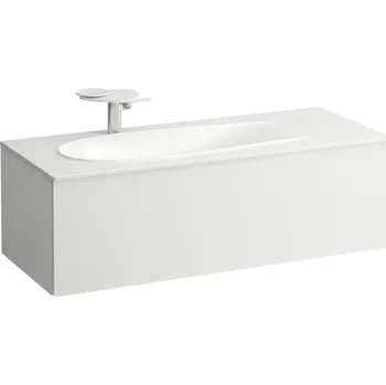 Koupelnový nábytek Alessi One - skříňka pod umyvadlo 1200, s 1 zásuvkou, s výřezem pro sifon vlevo, pro umyvadlo H817979, bílá matná H4304410972601