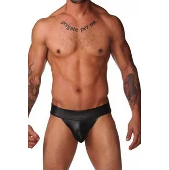 Pánské erotické prádlo Pánská erotická dvojitá tanga s pásky pod hýždě Liquid Skin Černá L