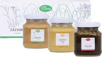 Pleva Dárková krabička s medy zázvor, květový pyl a ženšen 3x 170 g