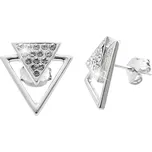 Stříbrné náušnice puzety dva trojúhelníky a krystaly Swarovski Crystal (Stříbro 925/1000)