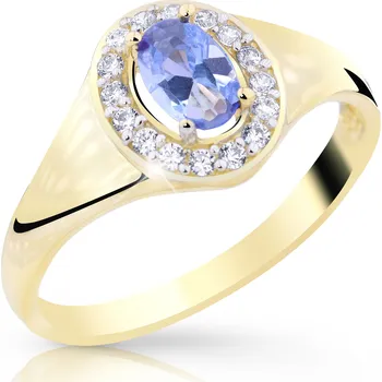 Prsten Zlatý prsten se světle modrým zirkonem, 2.21 g, 56