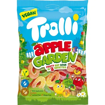 Cukrovinka Želé TROLLI kroužky 175 g s ovocnými příchutěmi, BEZ LAKTÓZY A LEPKU, VEGAN (Želé prstence)