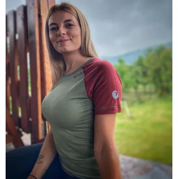 TERMOVEL Dámské tričko AURÉLIE zeleno/bordové VELIKOST: M