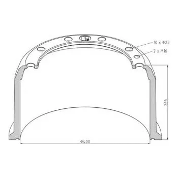 Brzdový buben Brzdový buben 400x212x266/290/335/23x10 Kässbohrer 6430