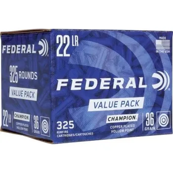 Příslušenství pro sportovní střelbu Federal Náboj kulový Federal, Champion, .22LR, 36GR (2,3g), poměděná střela s HP, balení 325ks