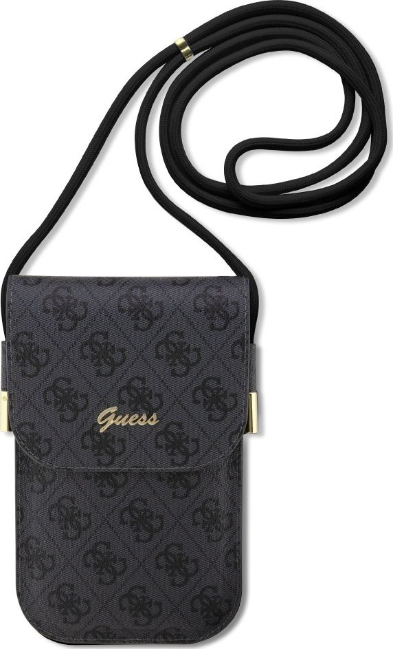 Guess Univerzální pouzdro / taška s kapsou na mobil - Guess, 4G Metal Logo Script Black GUOWBP4SNSK