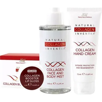 Kosmetická sada Inventia Lesk na rty s živým kolagenem 5 ml + Krém na ruce 75 ml + Živá voda 150 ml dárková sada
