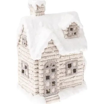 Svícen Zasněžený domek na čajovou svíčku 695069 bílý 25 x 18 x 36 cm