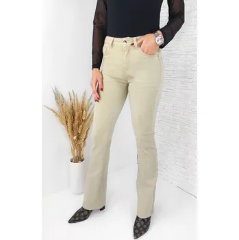 Dámské džíny M.SARA Béžové zvonové džíny J2107-26 Velikost: XS