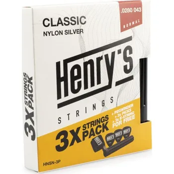 Struna pro kytaru a smyčcový nástroj Henry`s HNSN-3P Nylon Silver 0280 043, 3pack set