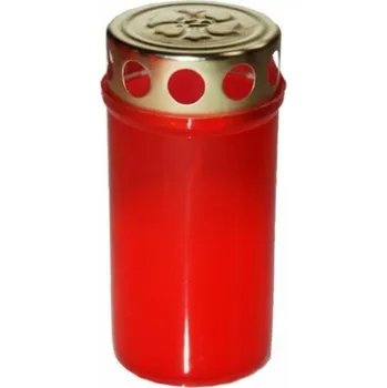Svíčka Svíčka 1ks LA BV 80g, červená+kov.víčko, hřbit.