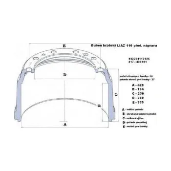 Brzdový buben Brzdový buben Liaz 110 přední /pr.27/ 4867