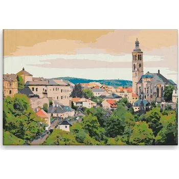 Dětské zboží Malování podle čísel - Centrum Kutné Hory 02 - 60x40 cm, bez dřevěného rámu - CZ výroba