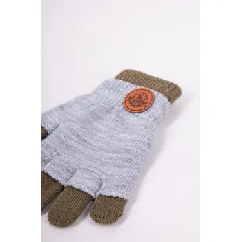 Rukavice Rukavice prstové YO RED0242C TEPLÉ DVOJITÉ šedé s khaki the adventures velikost rukavic: 18 cm