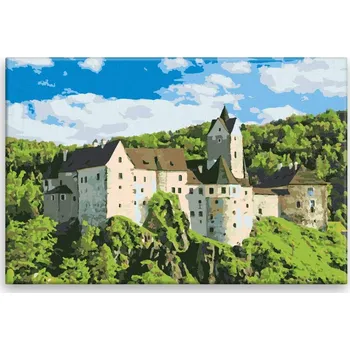 Malování podle čísel - Hrad Loket - 60x40 cm, bez dřevěného rámu - CZ výroba