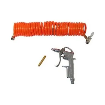 Příslušenství ke kompresoru Vzduchová hadice s pistolí (ofukovací) s koncovkou na ventilek, délka 5m, oranžová 16785