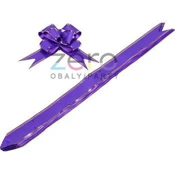 Stuha Stahovací mašle 2,5 cm x 25 ks - tm. fialová s pruhy