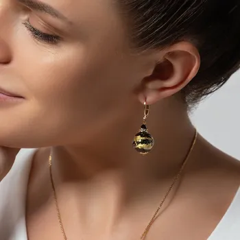 Náušnice Lampglas Midnight Charm Černá