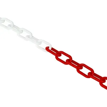 Železářství Plastový řetěz, bílá-červená, průměr 7,5 mm, délka 25 m