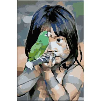 Dětské zboží Malování podle čísel - Dítě a píšťalka - 40x60 cm, bez dřevěného rámu - CZ výroba