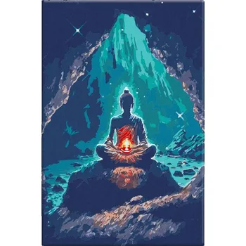 Malování podle čísel - Buddha v jeskyni - 40x60 cm, bez dřevěného rámu - CZ výroba