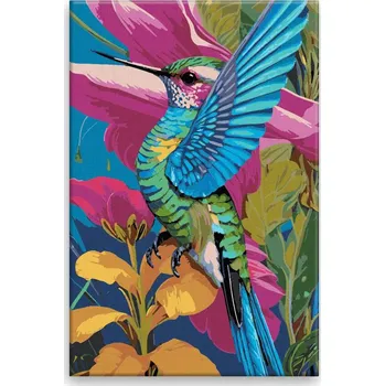 Dětské zboží Malování podle čísel - Kolibřík v letu - 40x60 cm, bez dřevěného rámu - CZ výroba