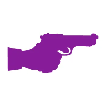 Polep vozidla SAMOLEPKA Ruka s pistolí 001 pravá ruce vzhůru (14 - fialová) NA AUTO, NÁLEPKA, FÓLIE, POLEP, TUNING, VLASTNÍ TEXT, TISK, AUTOSAMOLEPKY.cz, POLEPY, OBRÁZEK, LOGO, SAMOLEPKY