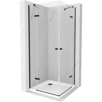 Mexen Roma Duo sprchová kabina otočná 70 x 70 cm, transparentní, černá + vanička Flat - 854-070-070-70-02-4010B Sprchové kouty s vaničkou