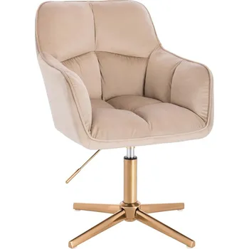 Otočné křeslo Moss velur na zlatém kříži - béžový