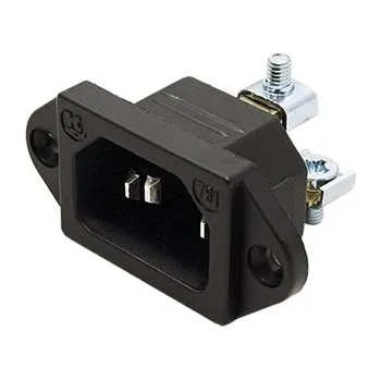 Elektrický konektor BACHMANN Panelový konektor síťový IEC320 C14 samec, 250V/10A, černý (917.170) - 19.07.3772