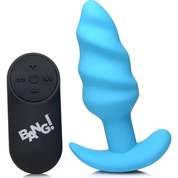 Anální kolík Bang! 21X Silicone Swirl Plug with Remote Blue
