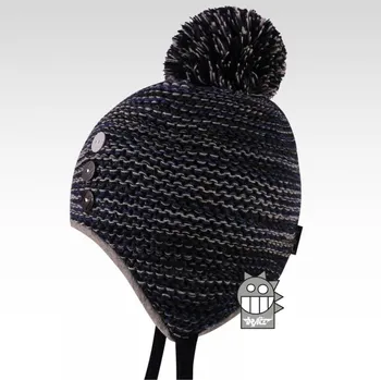 Čepice DRÁČE Čepice Bambi 07 šedomodrá vázací s krytím uší velikost čepic: 48-50cm (1-2 roky, RDX vel.3)