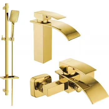 Vodovodní baterie Mexen Aries DQ62 vanová sada, zlatá - 744803DQ62-50 Bateriové soupravy