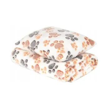 Pelíšek pro psa Deka + polštářek L - béžová / packy