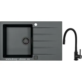 Kuchyňský dřez Alveus SET ALVEUS CADIT 20/91 - BLACK ADDITION+ pop up sifon + BATERIE Mintas black MAT SETA23231