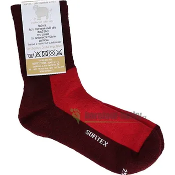 Dětské Surtex merino sportovní ponožky froté - červené 22-23 cm