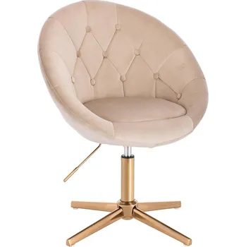Otočné křeslo Cube velur na zlatém kříži - béžový