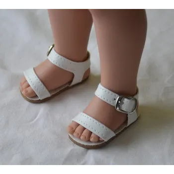 Doplněk pro panenku Bílé sandály s přeskou (Boty na panenky Coral - 45cm)