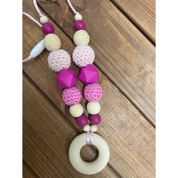 Těhotenská móda Kojicí korále - béžové kolečko s růžovou, Katka Černá