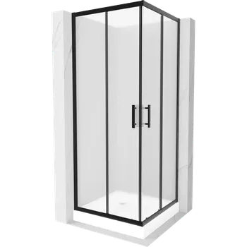 Mexen Rio čtvercový sprchový kout 80 x 80 cm, matný, černý + vanička Rio, bílá - 860-080-080-70-30-4510 Sprchové kouty s vaničkou