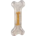 Hračka FLAMINGO guma TPR - kost transparentní s kuřecí příchutí 12cm