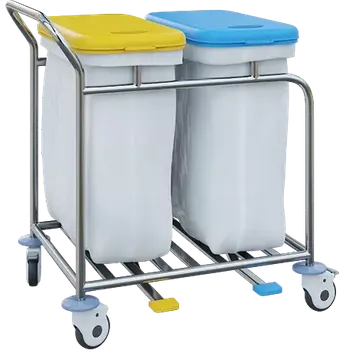 Odpadkový koš VNP Plus 02 vozík na prádlo a tříděný odpad, víko modré a žluté