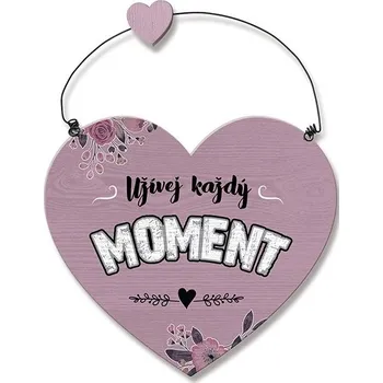 Obraz Nekupto Sladký domov Cedulka srdce Užívej každý moment 17 x 15 cm x 0,5 cm