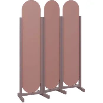 Paraván ATMOSFERE ROUND 319, dřevěný 3-dílný paraván, mobilní, výška 1900 mm, rám sandy lilac, výplň antická růžová