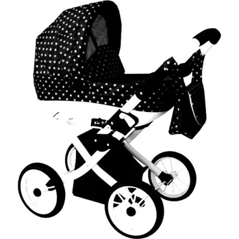 Tudore Dětský kočárek pro panenky Černý/bílý puntík č.13