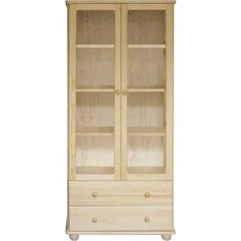 Komoda Prosklená vitrína z masivu 68 Šířka: 80 cm, Barevné provedení: Ořech