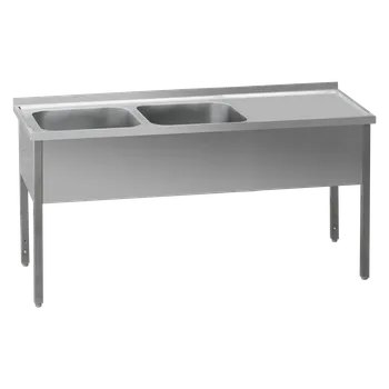 Sporák Stůl mycí 210x60x90 - 2x dřez 60x50x30 odkapávací plocha pravá | REDFOX - MSDOP 6021